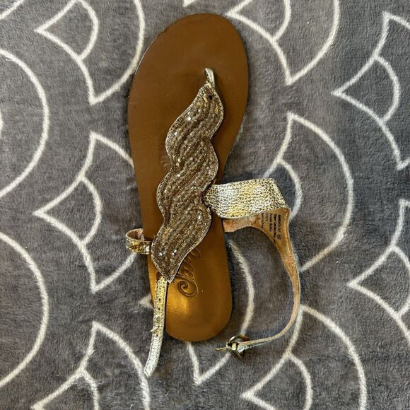 Naughty Monkey Tan Leather Open Toe Thong Sandals Women's Sz 9.5 - Picture 5 of 15